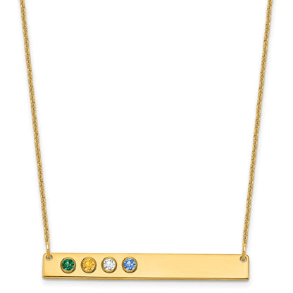 14K Gelbgold 14ky 4 Geburtsstein mit Zargenfassung Groß Stab Halskette