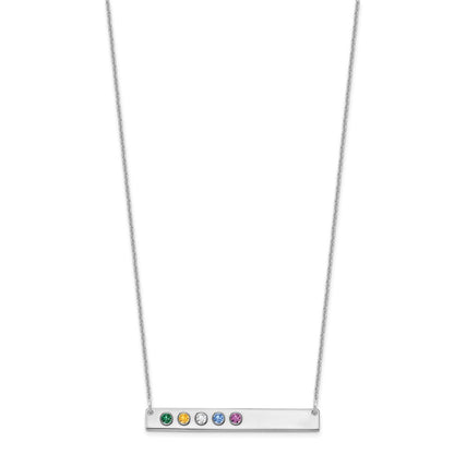 14K Weißgold 14kw 5 Geburtsstein mit 18K Rhodiniert Bezels Groß Stab Halskette