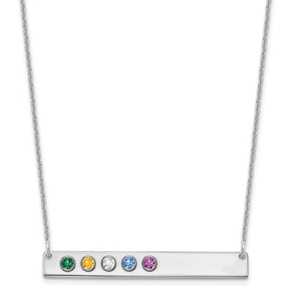 14K Weißgold 14kw 5 Geburtsstein mit 18K Rhodiniert Bezels Groß Stab Halskette