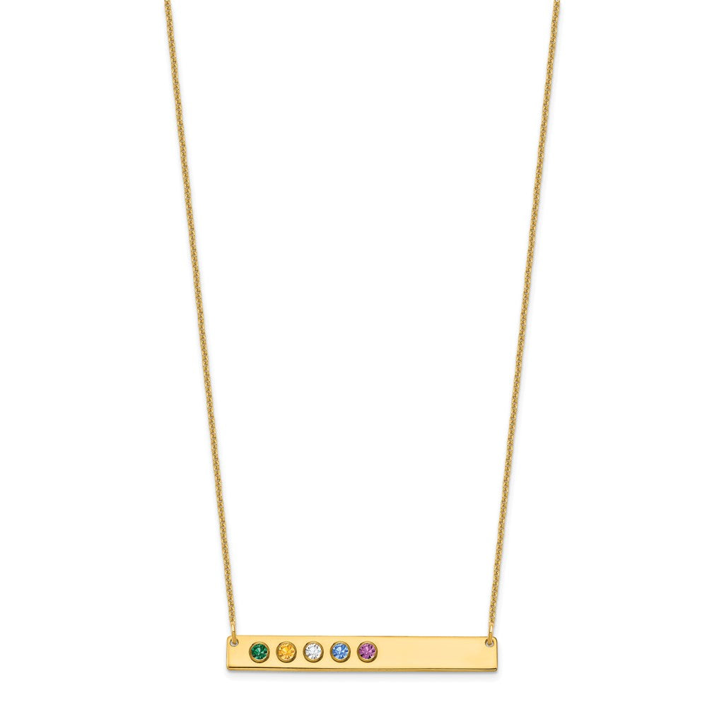 14K Gelbgold 14ky 5 Geburtsstein mit Zargenfassung Groß Stab Halskette