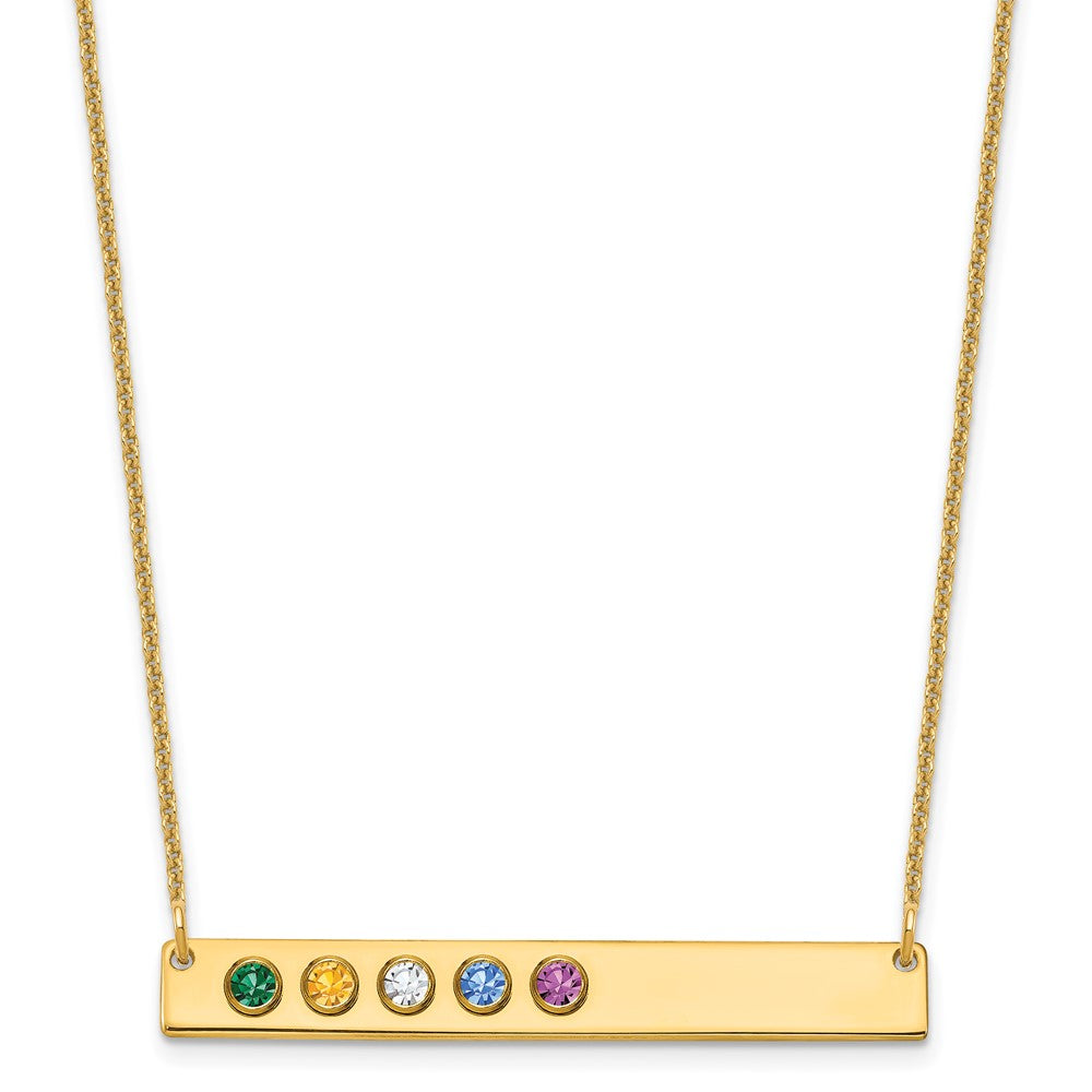 14K Gelbgold 14ky 5 Geburtsstein mit Zargenfassung Groß Stab Halskette