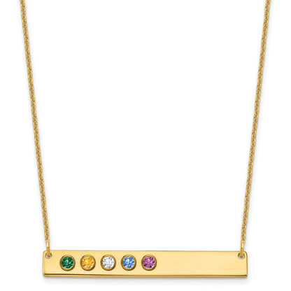 14K Gelbgold 14ky 5 Geburtsstein mit Zargenfassung Groß Stab Halskette