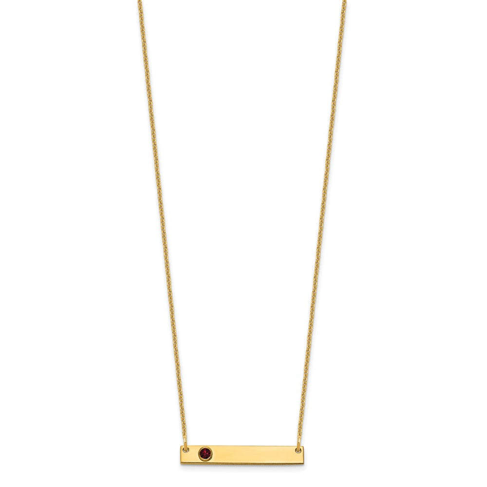 14K Gelbgold 14ky 1 Geburtsstein mit Zargenfassung Klein Stab Halskette