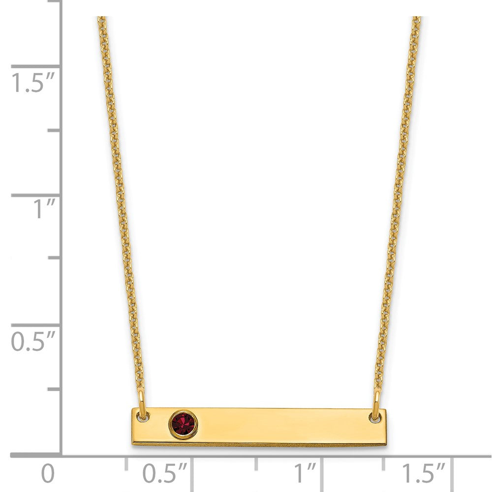 14K Gelbgold 14ky 1 Geburtsstein mit Zargenfassung Klein Stab Halskette