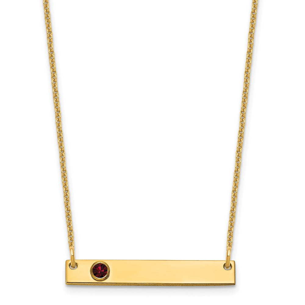 14K Gelbgold 14ky 1 Geburtsstein mit Zargenfassung Klein Stab Halskette