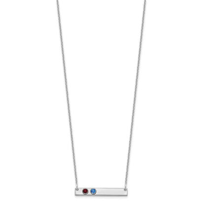 14K Weißgold 14kw 2 Geburtsstein mit 18K Rhodiniert Bezels Klein Stab Halskette