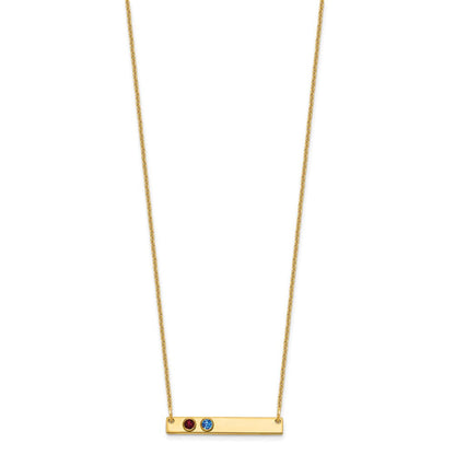 14K Gelbgold 14ky 2 Geburtsstein mit Zargenfassung Klein Stab Halskette