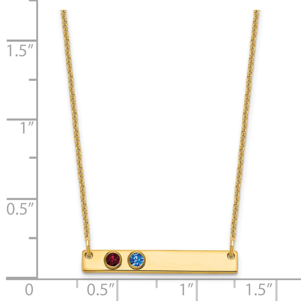 14K Gelbgold 14ky 2 Geburtsstein mit Zargenfassung Klein Stab Halskette