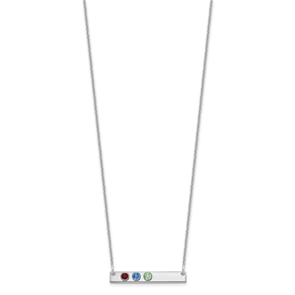 14K Weißgold 14kw 3 Geburtsstein mit 18K Rhodiniert Bezels Klein Stab Halskette