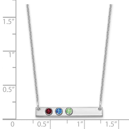 14K Weißgold 14kw 3 Geburtsstein mit 18K Rhodiniert Bezels Klein Stab Halskette