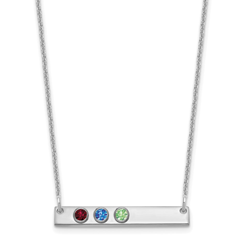 14K Weißgold 14kw 3 Geburtsstein mit 18K Rhodiniert Bezels Klein Stab Halskette