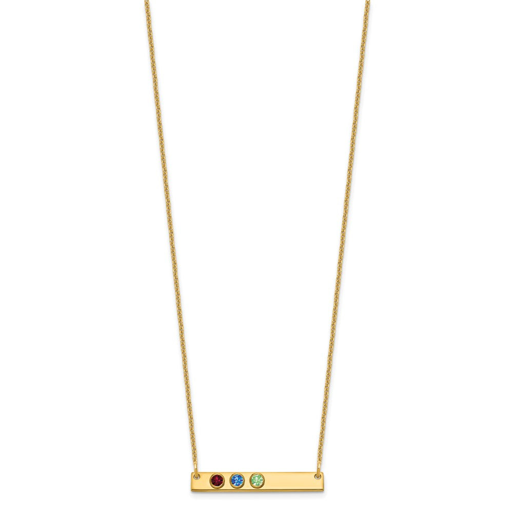 14K Gelbgold 14ky 3 Geburtsstein mit Zargenfassung Klein Stab Halskette