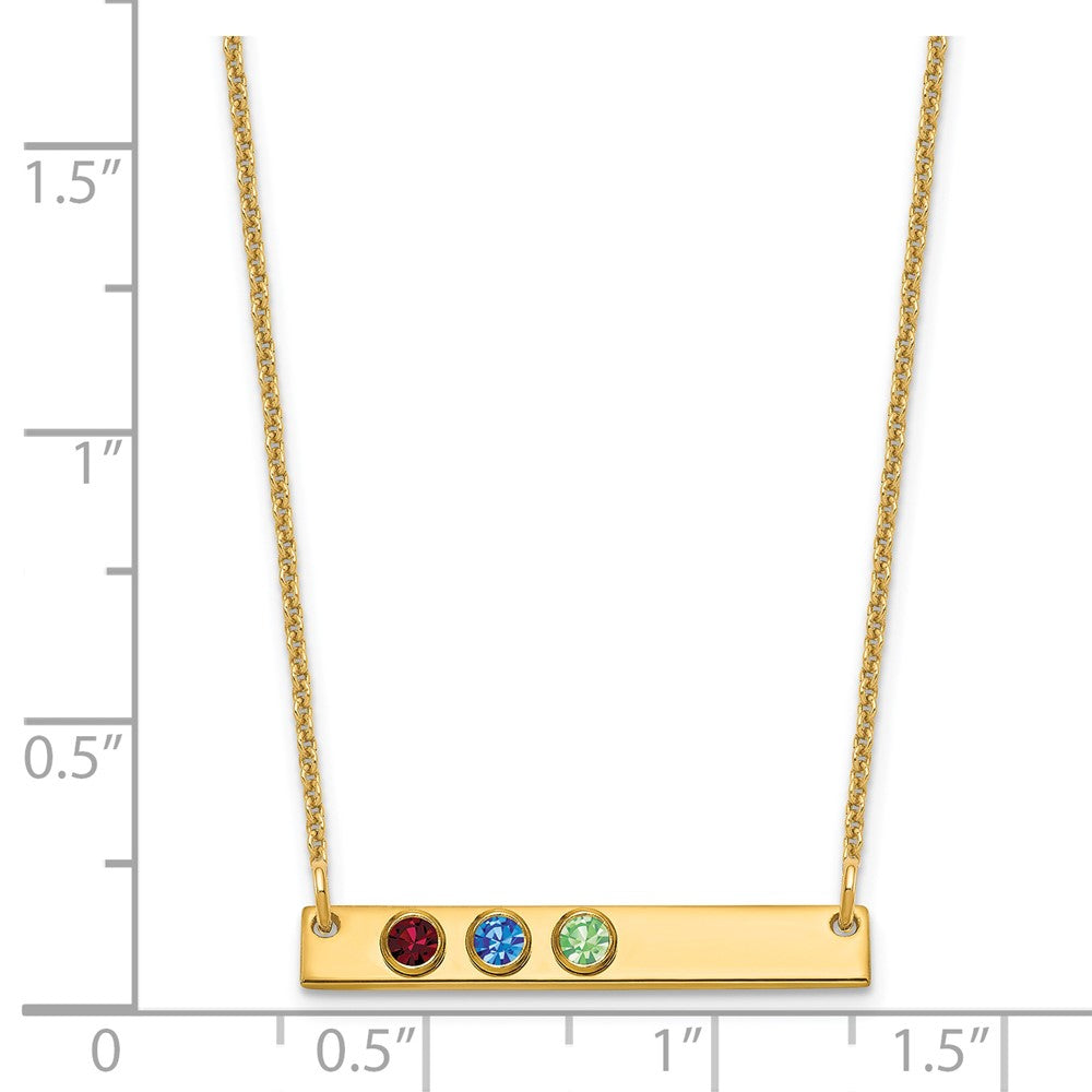 14K Gelbgold 14ky 3 Geburtsstein mit Zargenfassung Klein Stab Halskette