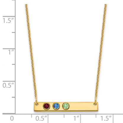 14K Gelbgold 14ky 3 Geburtsstein mit Zargenfassung Klein Stab Halskette