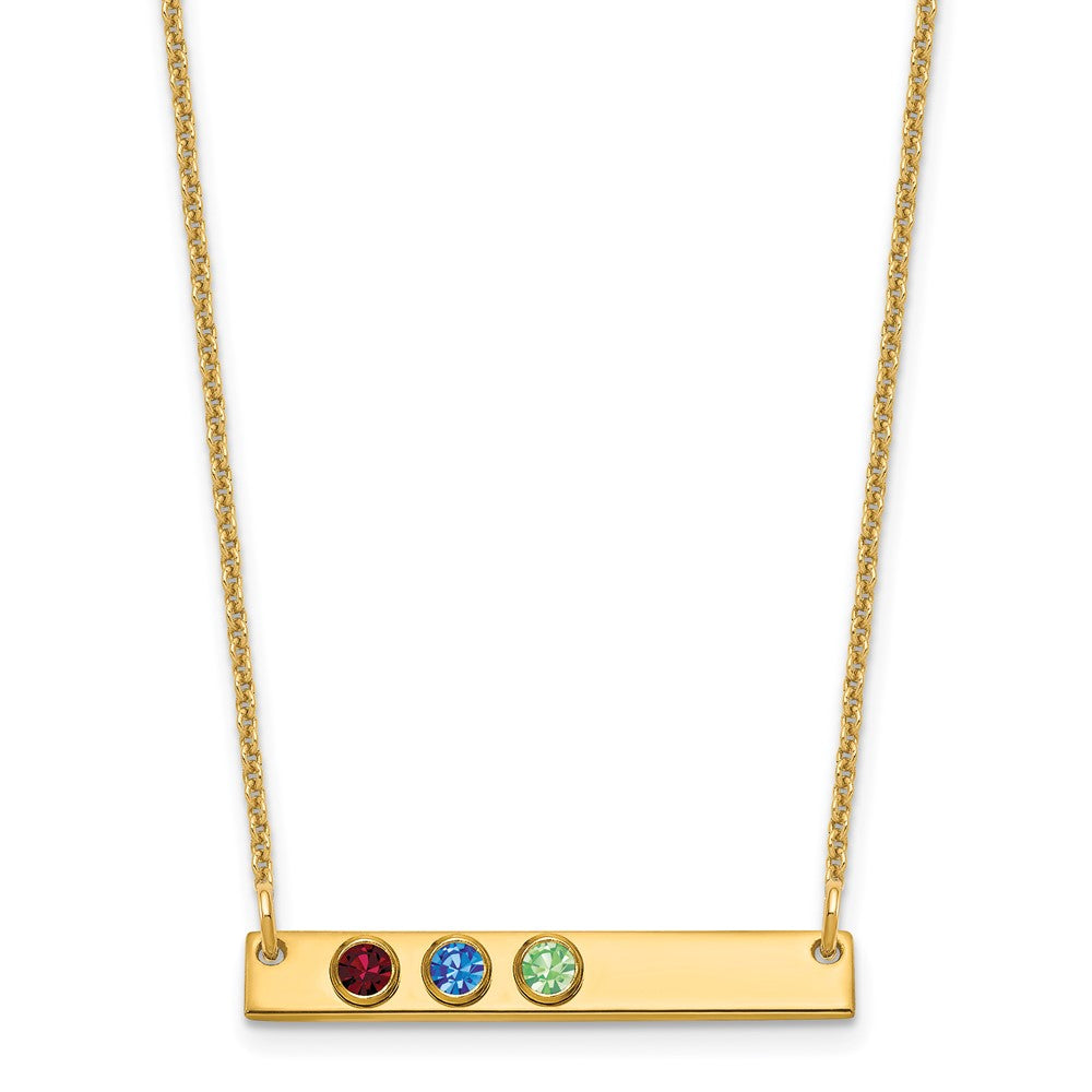14K Gelbgold 14ky 3 Geburtsstein mit Zargenfassung Klein Stab Halskette