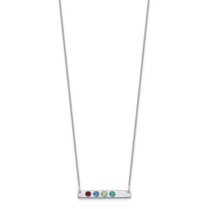 14K Weißgold 14kw 4 Geburtsstein mit 18K Rhodiniert Bezels Klein Stab Halskette