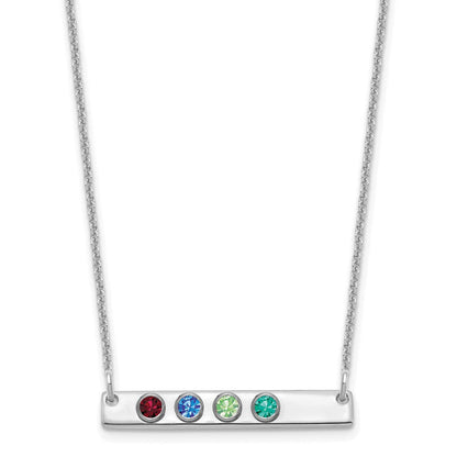14K Weißgold 14kw 4 Geburtsstein mit 18K Rhodiniert Bezels Klein Stab Halskette
