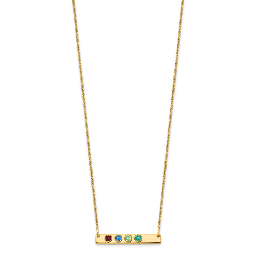14K Gelbgold 14ky 4 Geburtsstein mit Zargenfassung Klein Stab Halskette
