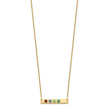 14K Gelbgold 14ky 4 Geburtsstein mit Zargenfassung Klein Stab Halskette
