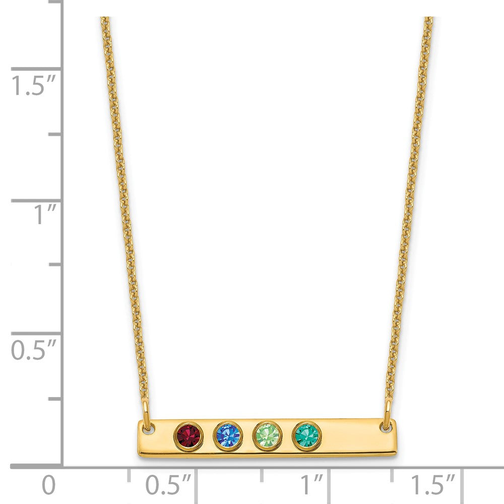 14K Gelbgold 14ky 4 Geburtsstein mit Zargenfassung Klein Stab Halskette