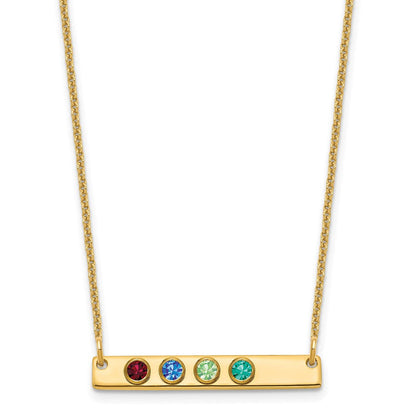 14K Gelbgold 14ky 4 Geburtsstein mit Zargenfassung Klein Stab Halskette