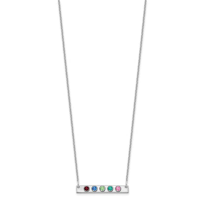 14K Weißgold 14kw 5 Geburtsstein mit 18K Rhodiniert Bezels Klein Stab Halskette