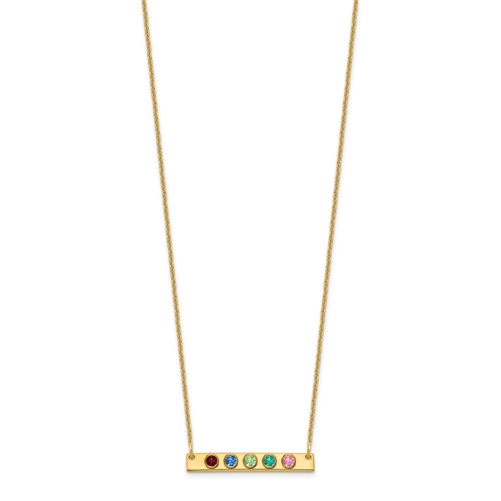 14K Gelbgold 14ky 5 Geburtsstein mit Zargenfassung Klein Stab Halskette