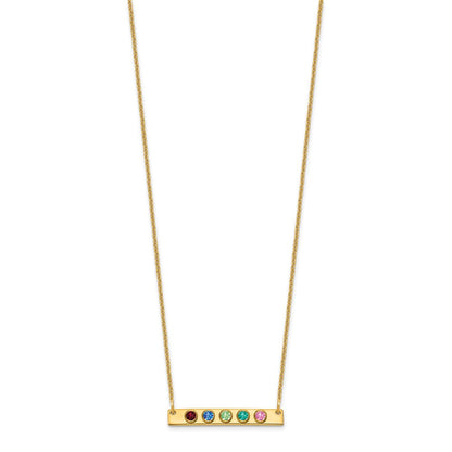 14K Gelbgold 14ky 5 Geburtsstein mit Zargenfassung Klein Stab Halskette