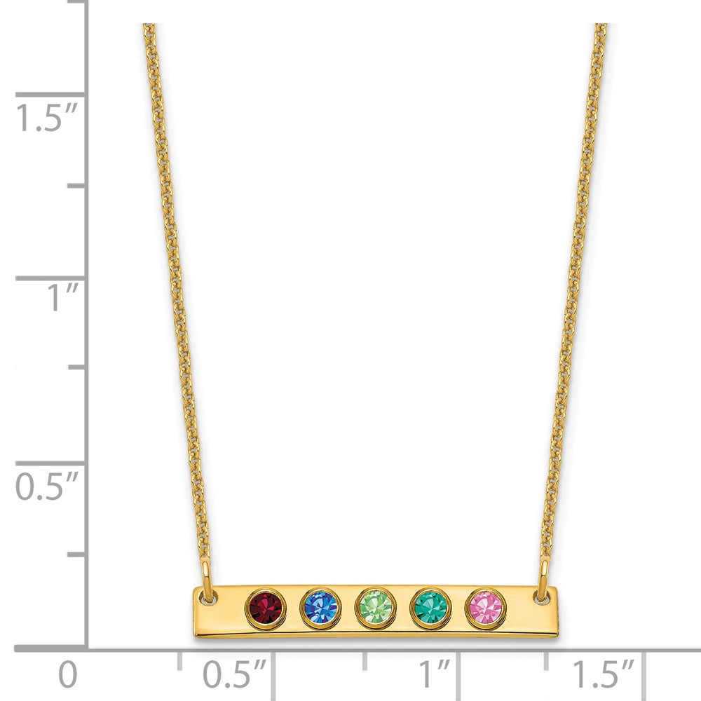 14K Gelbgold 14ky 5 Geburtsstein mit Zargenfassung Klein Stab Halskette