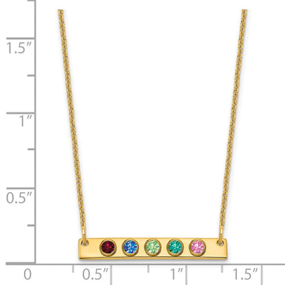 14K Gelbgold 14ky 5 Geburtsstein mit Zargenfassung Klein Stab Halskette