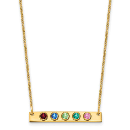 14K Gelbgold 14ky 5 Geburtsstein mit Zargenfassung Klein Stab Halskette