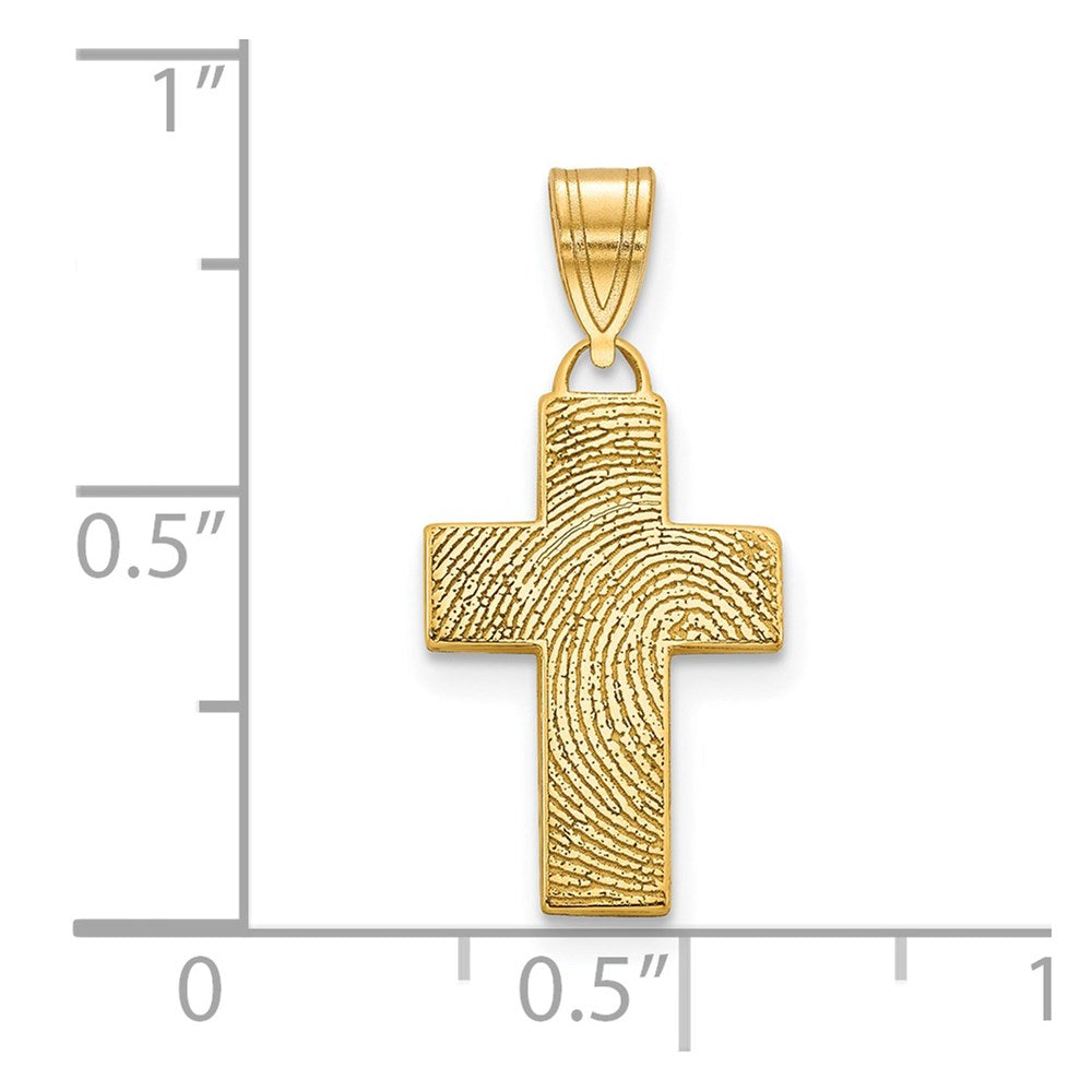 14K Gelbgold Klein Kreuz Fingerprint Anhänger