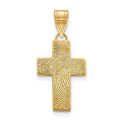 14K Gelbgold Klein Kreuz Fingerprint Anhänger
