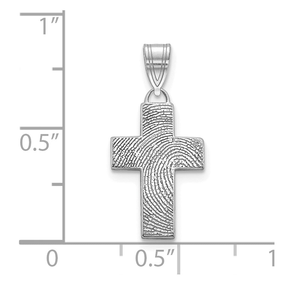 14K Weißgold Klein Kreuz Fingerprint Anhänger