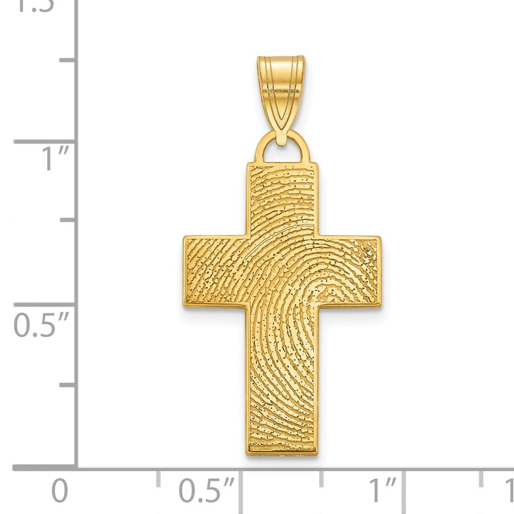 14K Gelbgold Groß Kreuz Fingerprint Anhänger