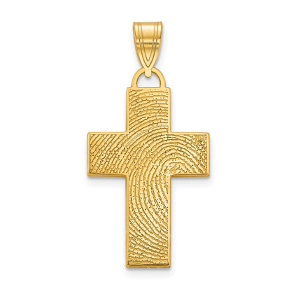 14K Gelbgold Groß Kreuz Fingerprint Anhänger