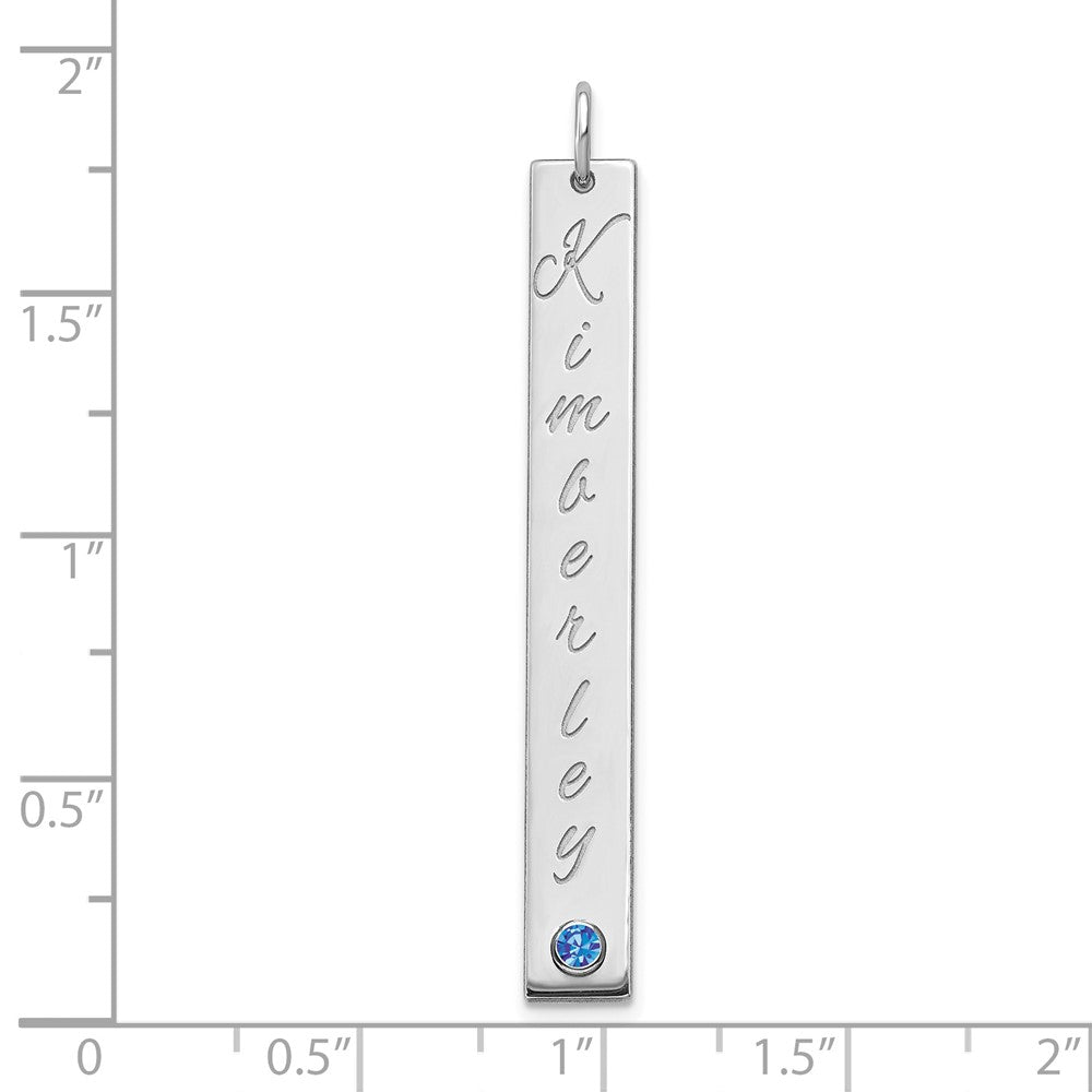 14K Weißgold Wg Lg Epoxid Name mit Rhod Pld Zargenfassung Bs Stab Charm