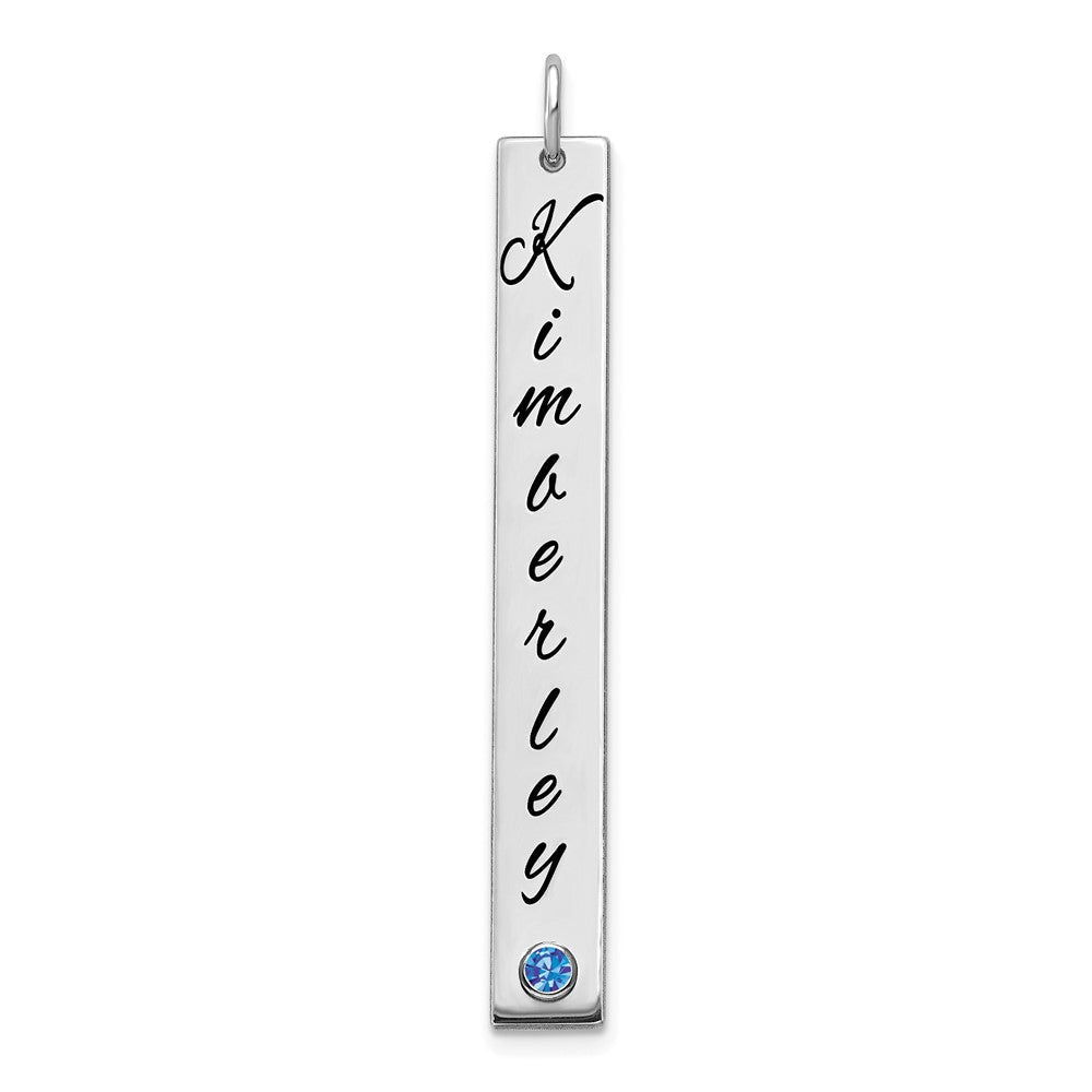 14K Weißgold Wg Lg Epoxid Name mit Rhod Pld Zargenfassung Bs Stab Charm