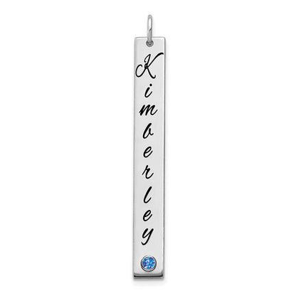 14K Weißgold Wg Lg Epoxid Name mit Rhod Pld Zargenfassung Bs Stab Charm