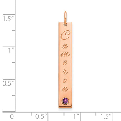 14K Roségold Med Epoxid Name Zargenfassung Bs Stab Charm