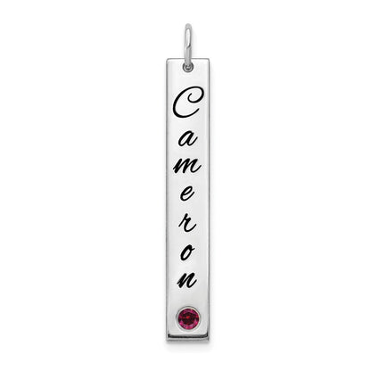 14K Weißgold Wg Med Epoxid Name mit Rhod Pld Zargenfassung Bs Stab Charm