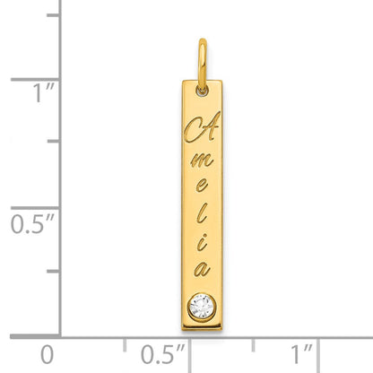 14K Gelbgold Yg Klein Epoxid Name Zargenfassung Geburtsstein Stab Charm