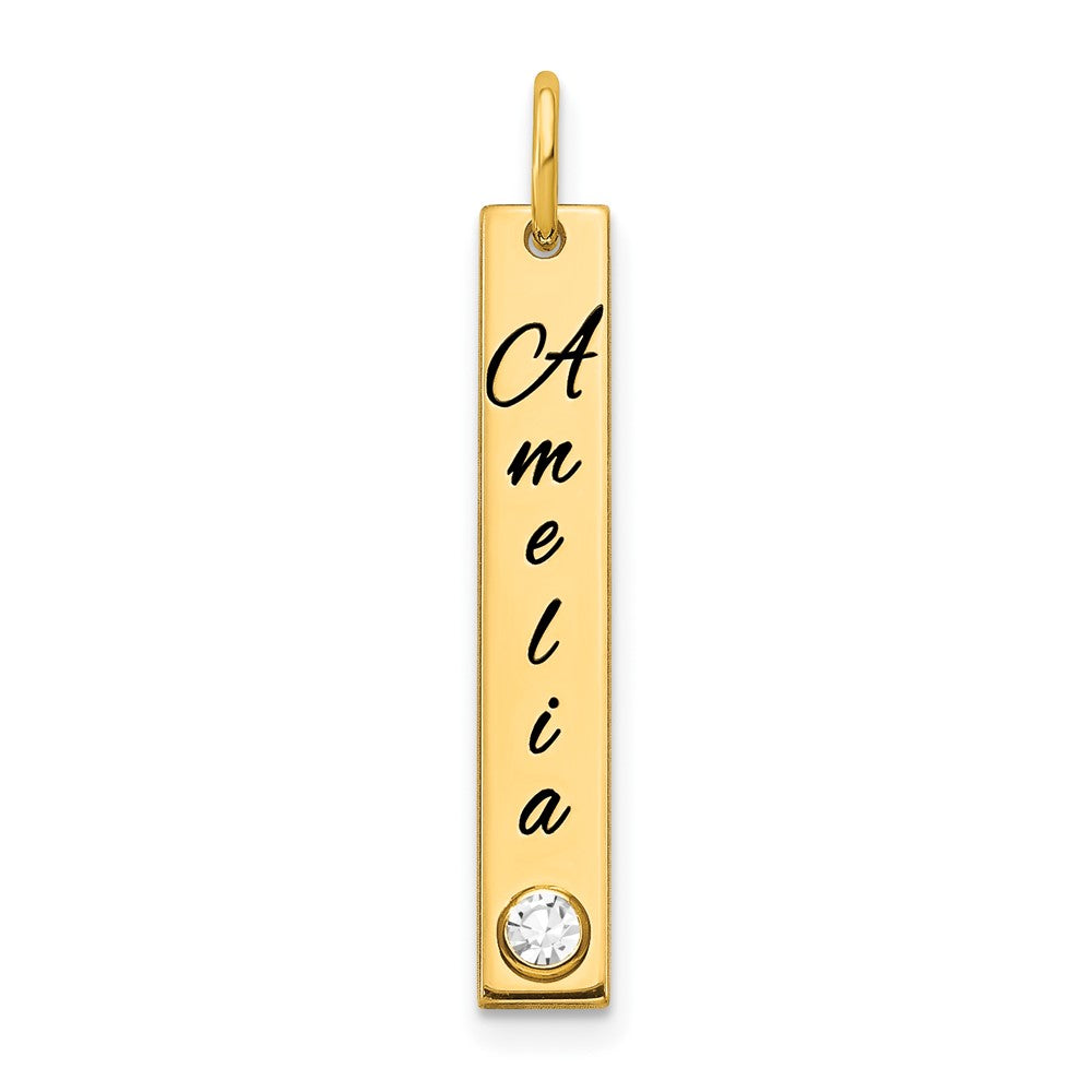 14K Gelbgold Yg Klein Epoxid Name Zargenfassung Geburtsstein Stab Charm
