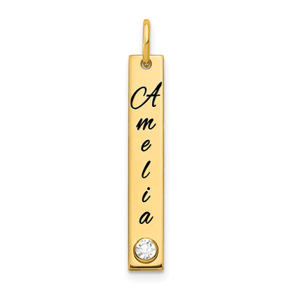 14K Gelbgold Yg Klein Epoxid Name Zargenfassung Geburtsstein Stab Charm