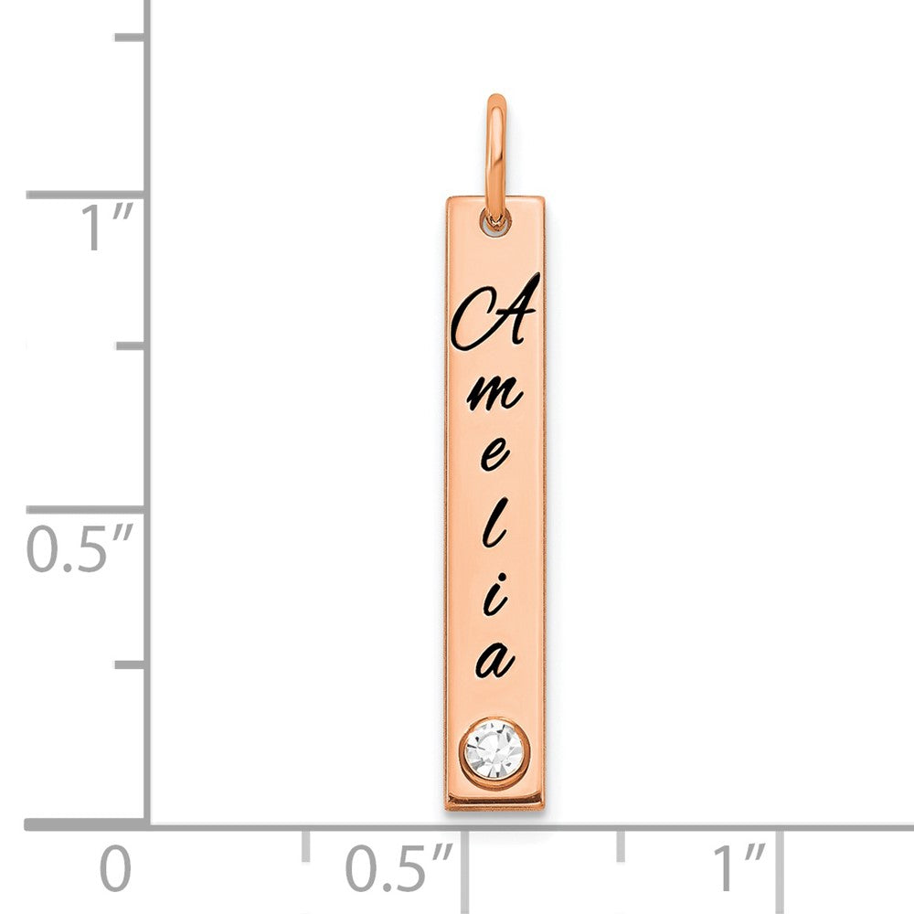 14K Roségold Klein Epoxid Name Zargenfassung Bs Stab Charm