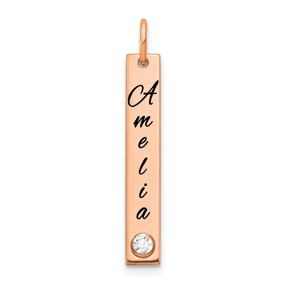 14K Roségold Klein Epoxid Name Zargenfassung Bs Stab Charm