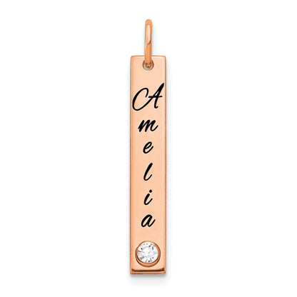 14K Roségold Klein Epoxid Name Zargenfassung Bs Stab Charm