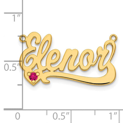 14K Gelbgold Geburtsstein Herz Name Platte