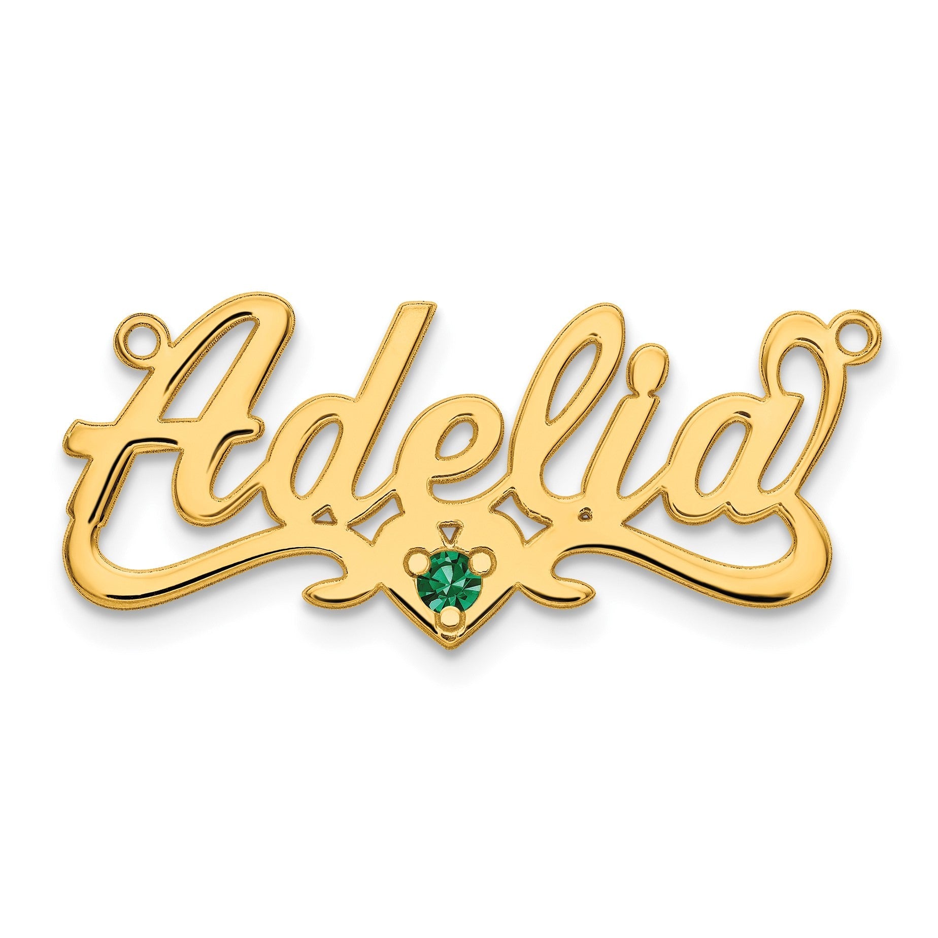 14K Gelbgold Geburtsstein Herz Name Platte