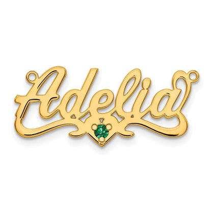 14K Gelbgold Geburtsstein Herz Name Platte